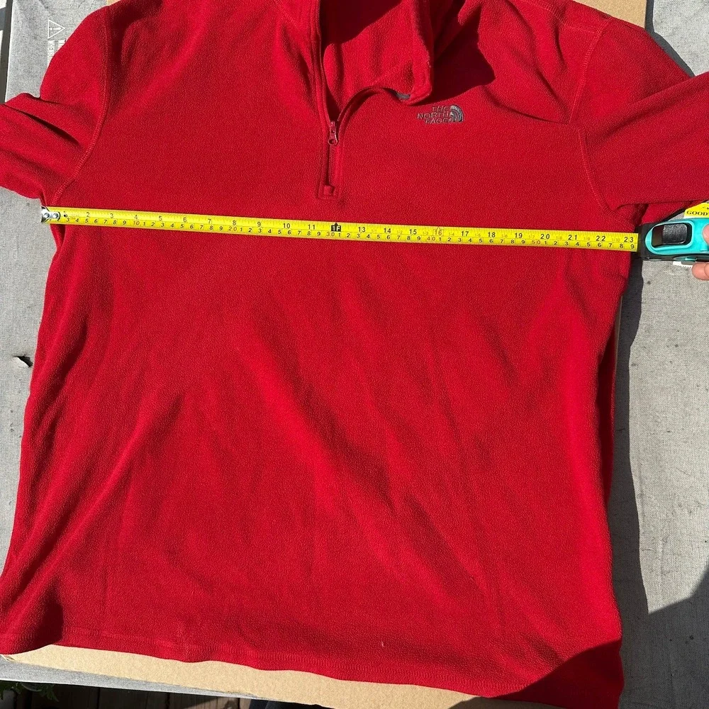 The North Face Mens TKA 100 Polartec Quarter Zip Fleece Pullover Red Medium
